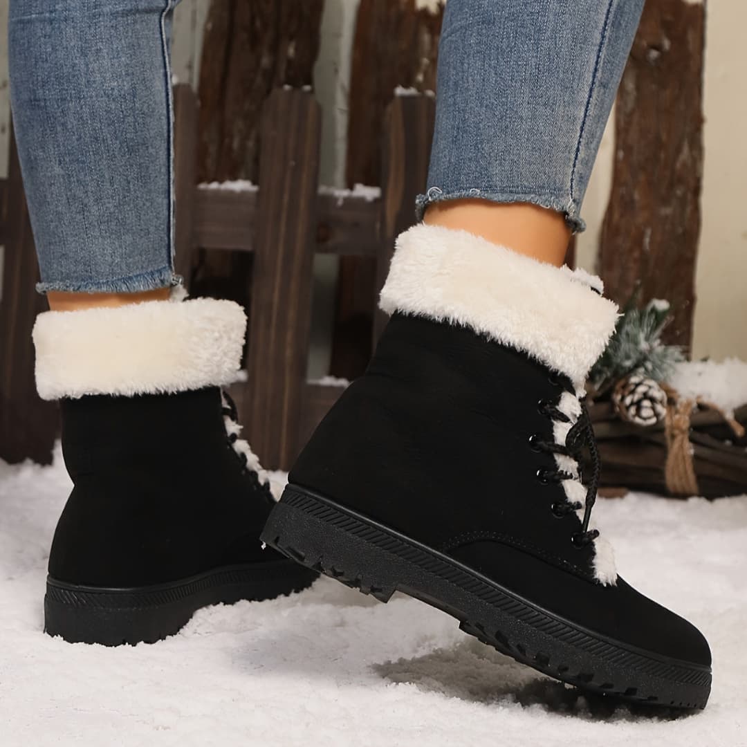 Botas de invierno forradas para mujer con cordones