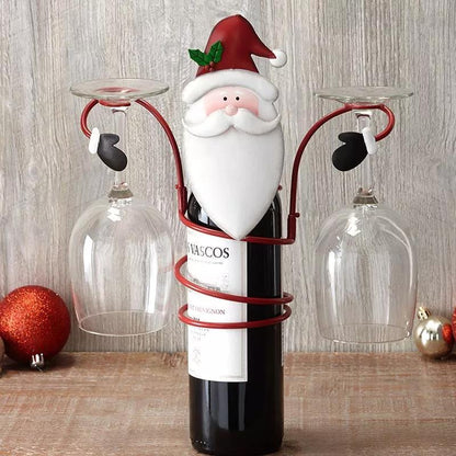Svečani držač za čaše vina Cheers – Dizajn Djeda Mraza i Snjegovića za svečane stolove