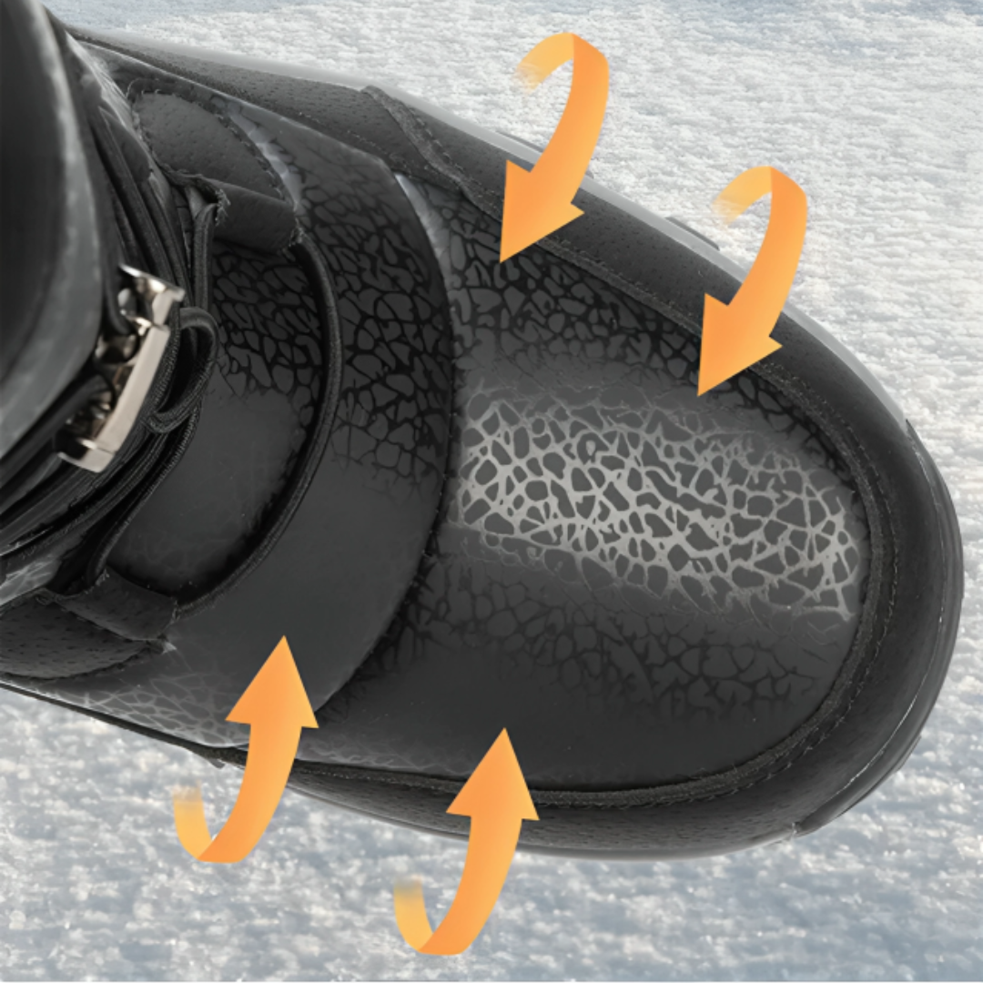 Botas de inverno forradas com sola de perfil antiderrapante e fecho prático