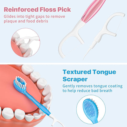 Cepillos de dientes de viaje desechables 5 en 1 con hilo dental y palillo