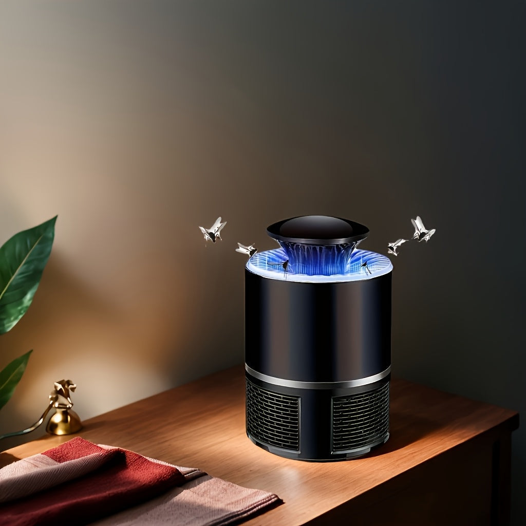 Lâmpada USB silenciosa para mosquitos – Capturador automático de insetos com luz azul.