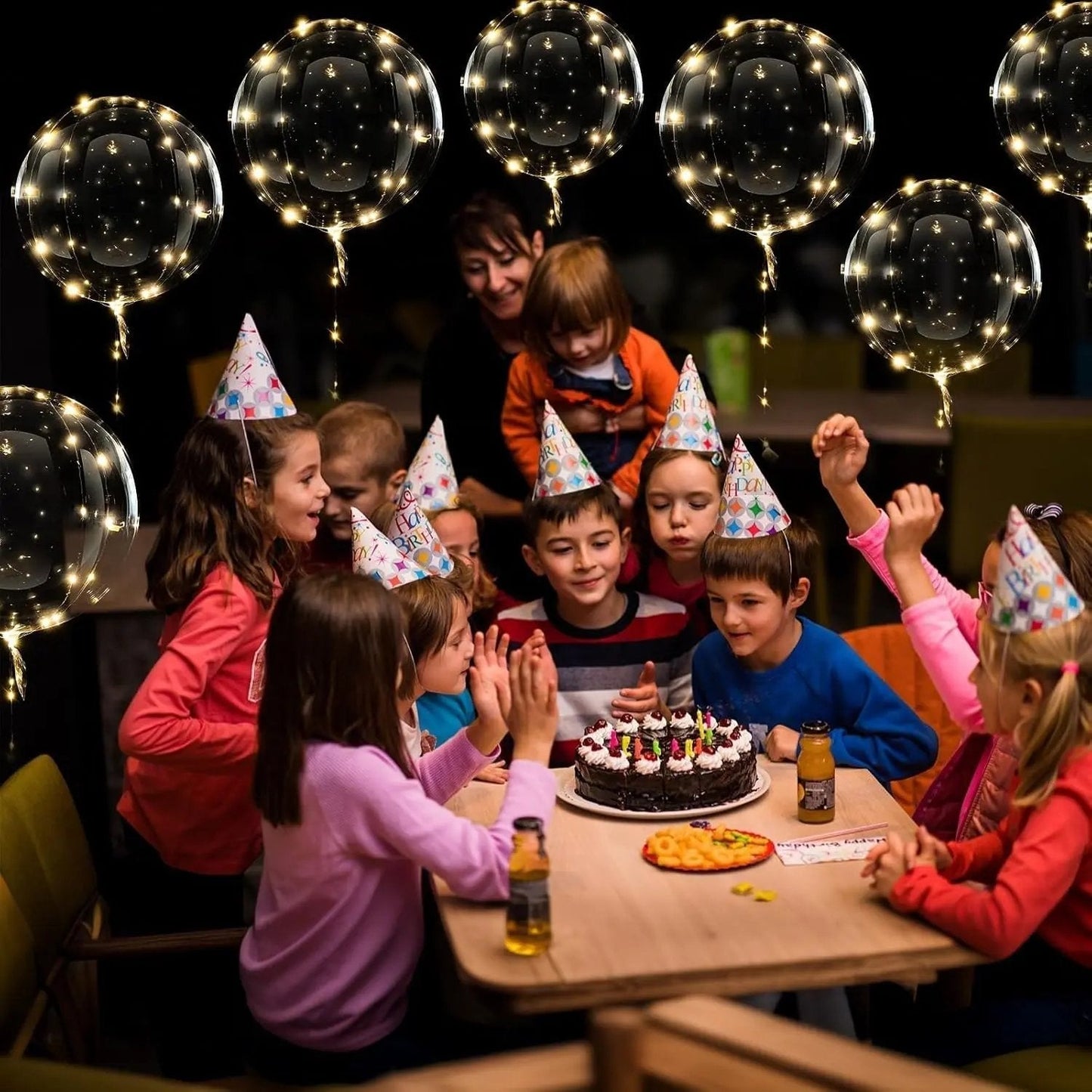 Transparente LED-Ballons mit warmweißer Lichterkette – 10er-Set