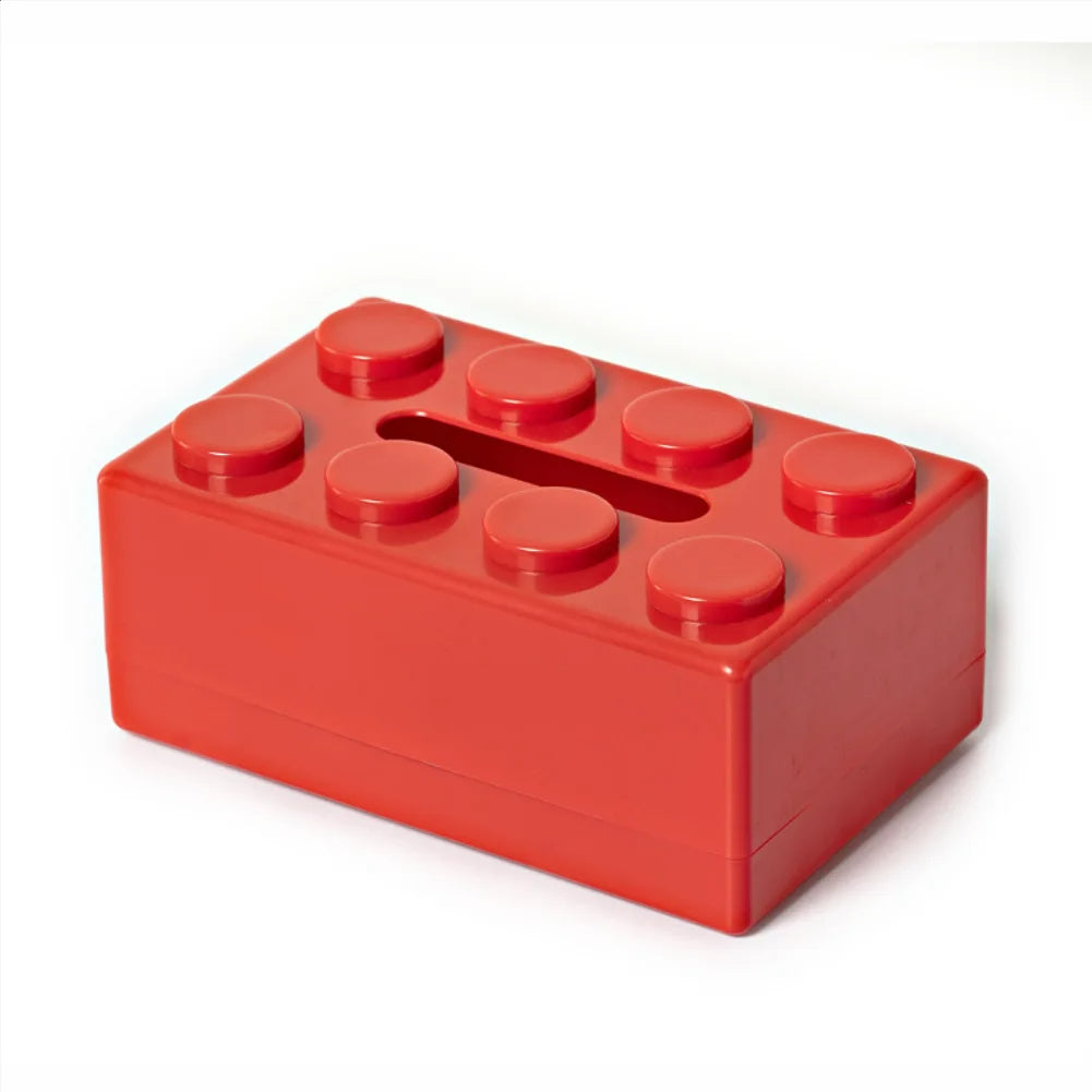Caja de pañuelos con diseño de bloques, fabricada en plástico ABS