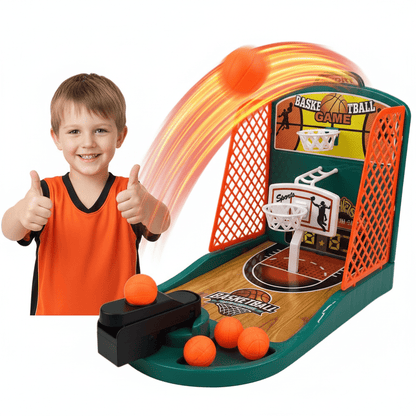 Jogo de basquetebol de mesa com lançamento com o dedo