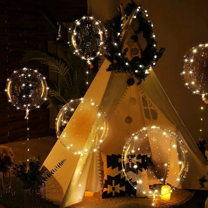 Transparente LED-Ballons mit warmweißer Lichterkette – 10er-Set