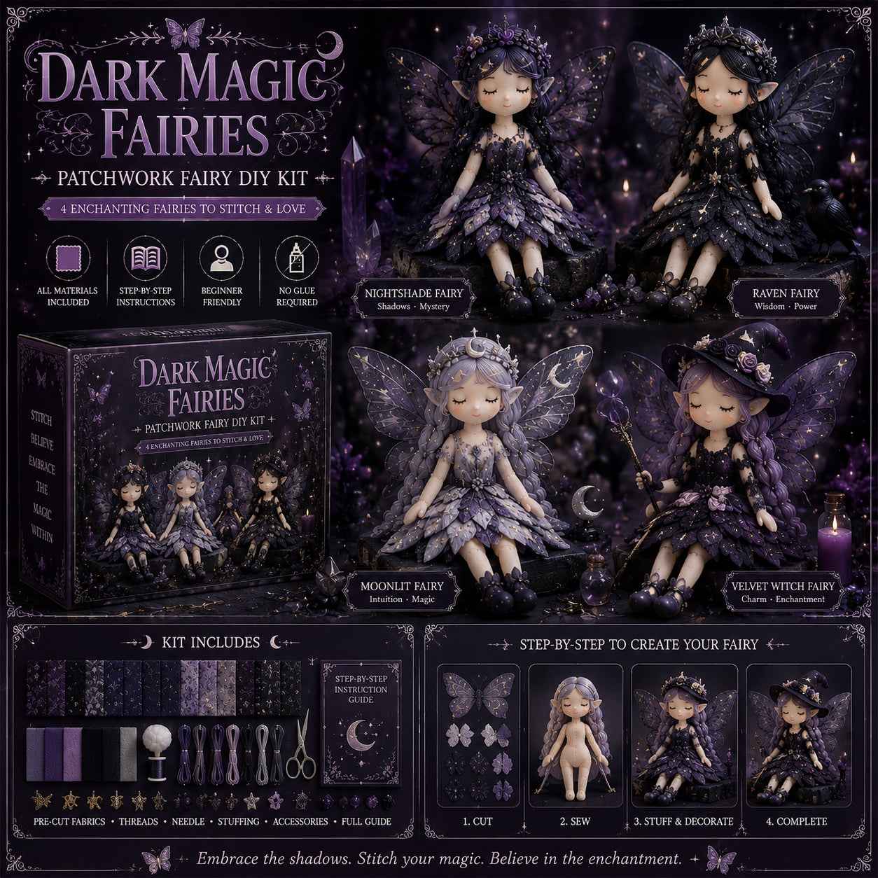 Kit de costura DIY creativo para diseñar figuras de hadas hechas a mano