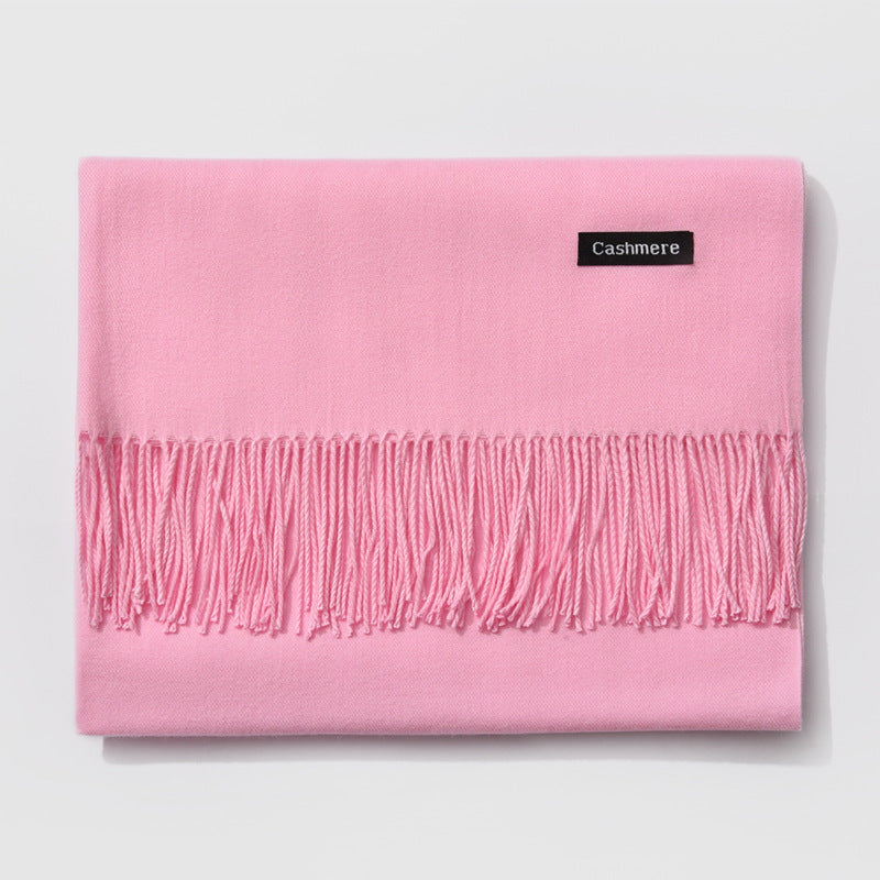 Bufanda de mujer con flecos y diseño liso