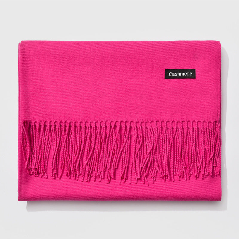 Bufanda de mujer con flecos y diseño liso