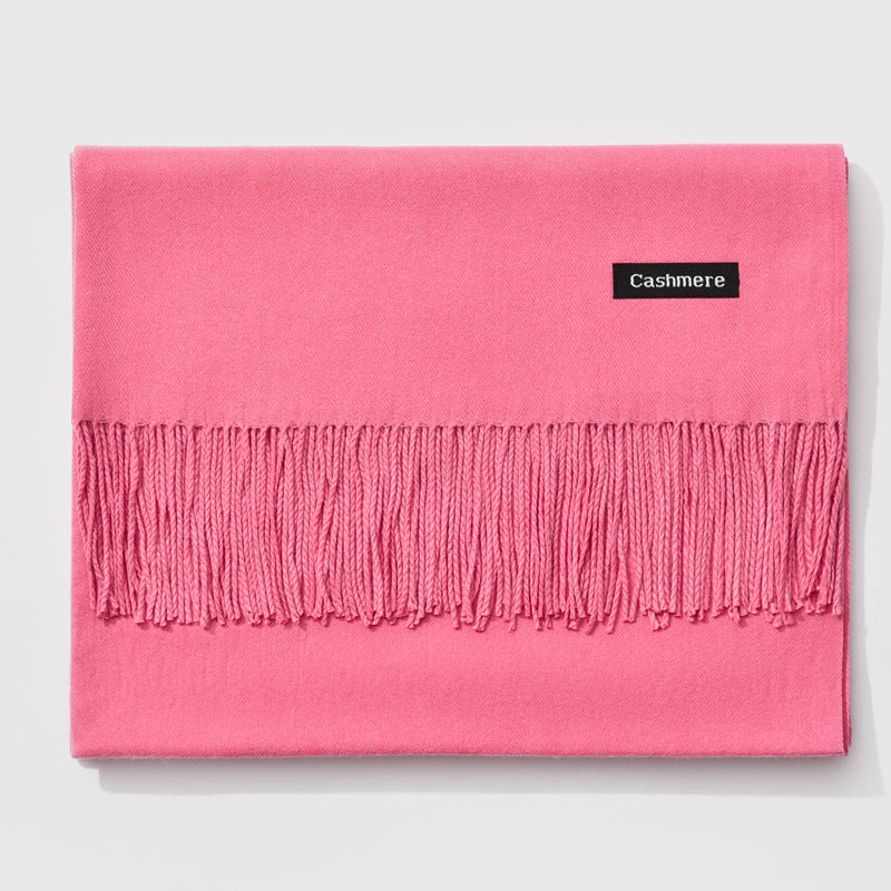 Bufanda de mujer con flecos y diseño liso