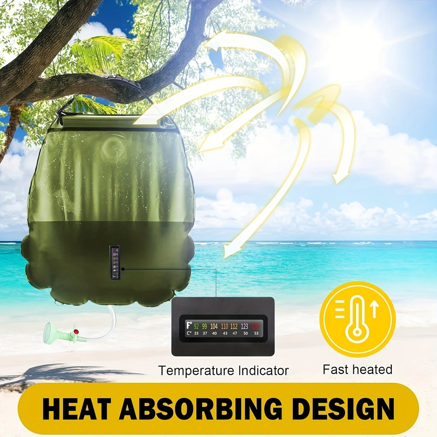 SunnyFlow solarni tuš vreća – praktična, nepropusna i s mjeračem temperature