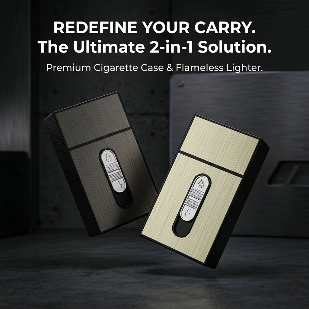 Estuche de cigarrillos 2 en 1 con encendedor USB integrado