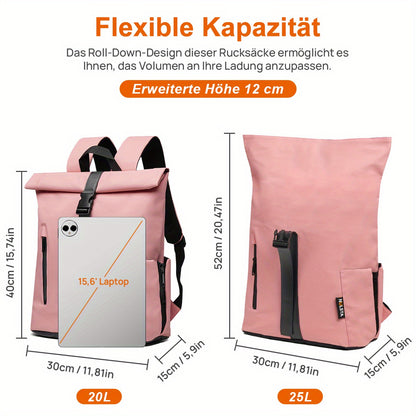 Mochila enrollable ligera con varios compartimentos