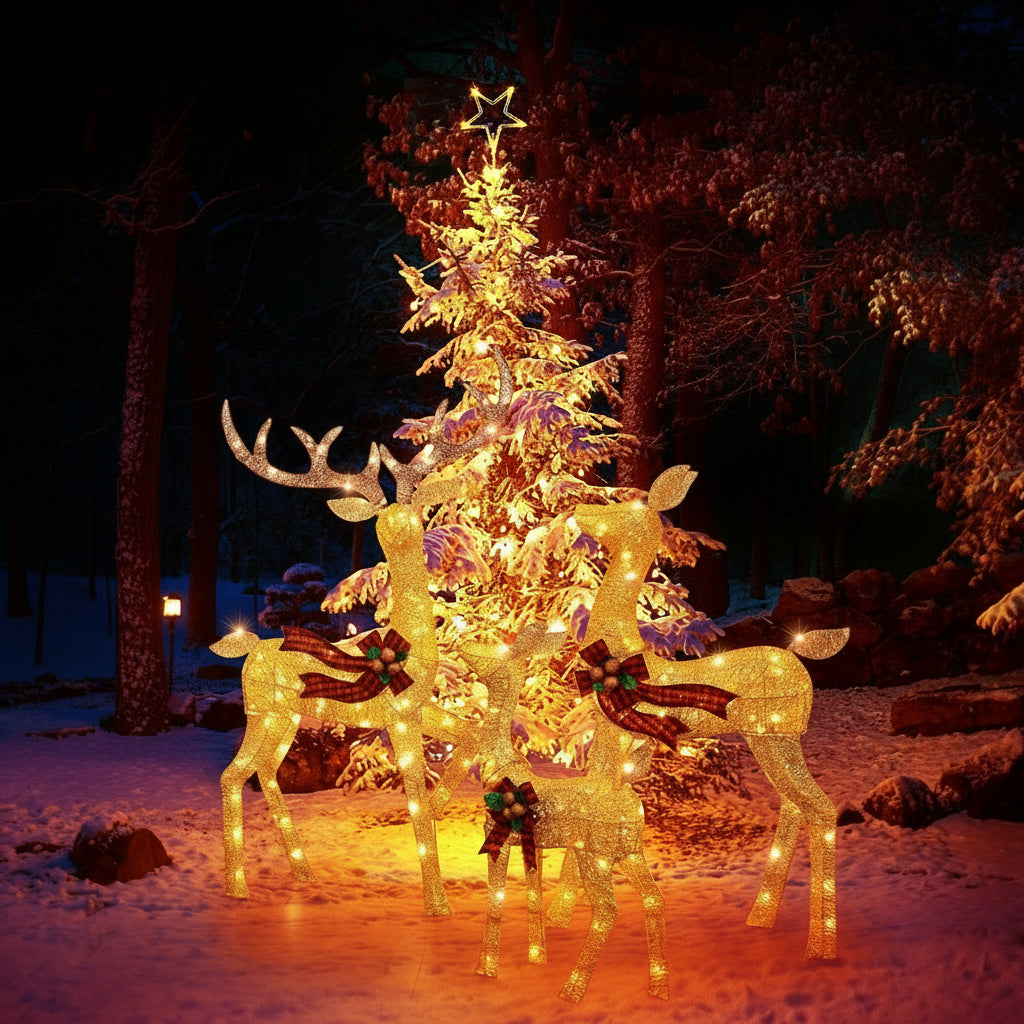 Beleuchtete Weihnachts-Rentierfamilie für den Außenbereich