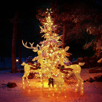 Beleuchtete Weihnachts-Rentierfamilie für den Außenbereich