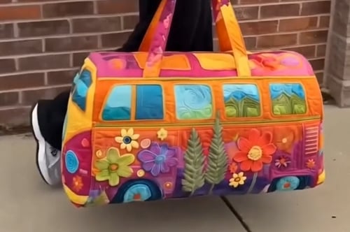 Bolsa de viaje acolchada con diseño floral y correa ajustable