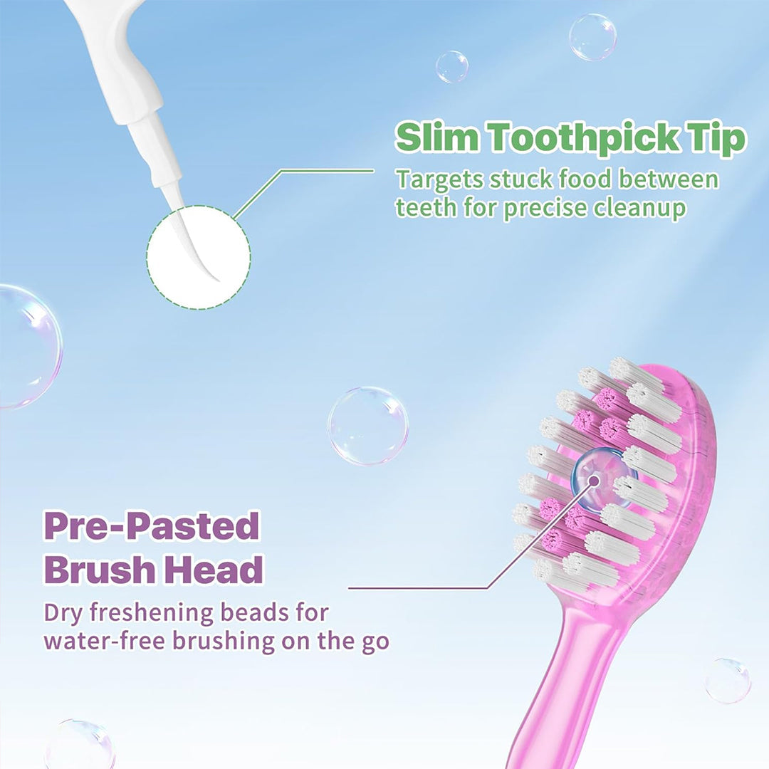 Cepillos de dientes de viaje desechables 5 en 1 con hilo dental y palillo