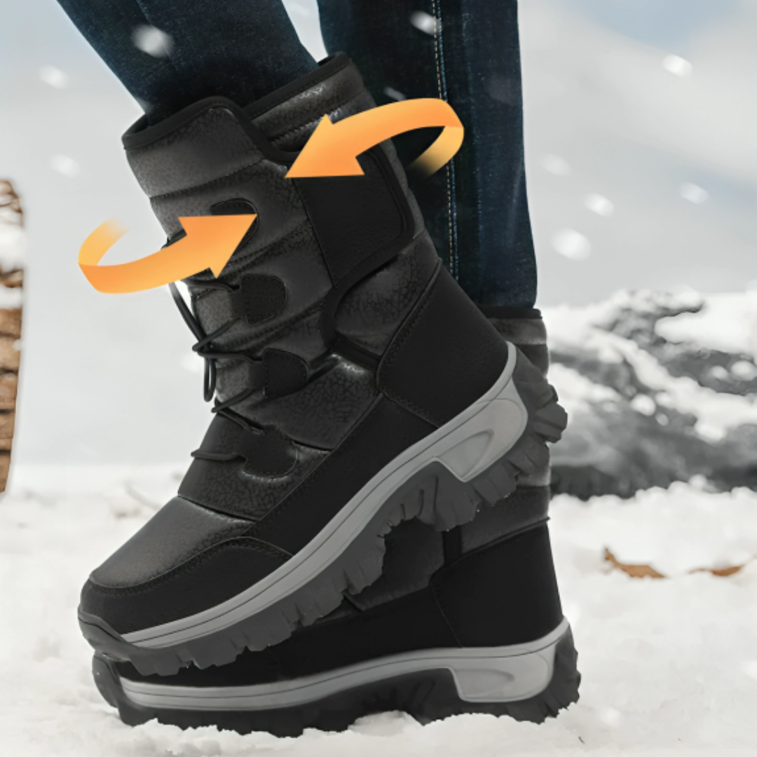 Botas de inverno forradas com sola de perfil antiderrapante e fecho prático