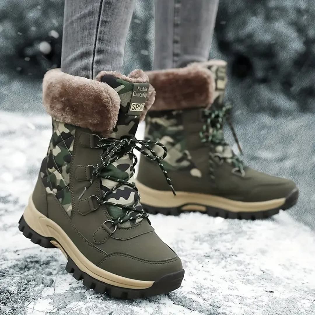 Damen Gefütterte Outdoor-Stiefel mit Camouflage-Muster