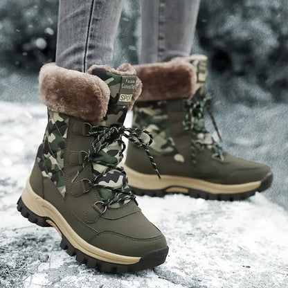 Damen Gefütterte Outdoor-Stiefel mit Camouflage-Muster