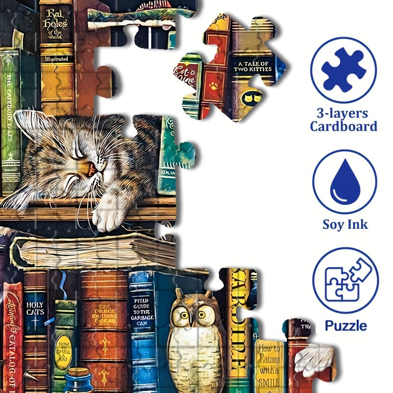 Rompecabezas de gato en estantería: para amantes de los rompecabezas y los gatos