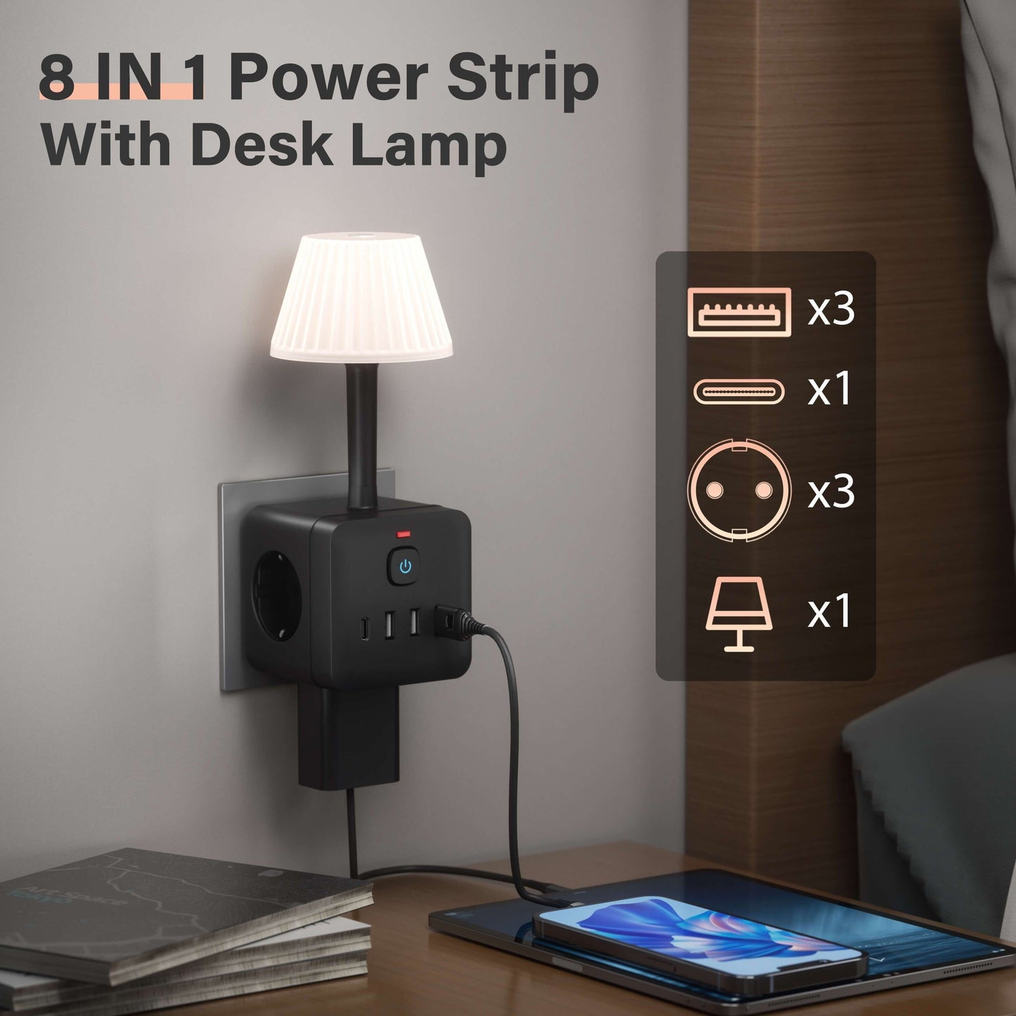 Luminária noturna inteligente 8 em 1 – Para soluções e iluminação inteligentes