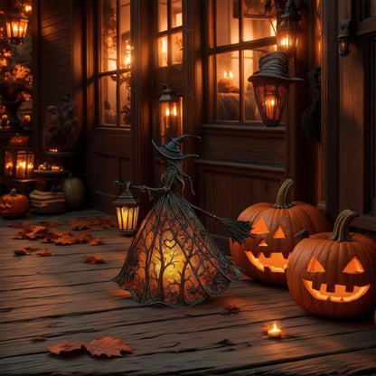 Figura de bruja iluminada como decoración de Halloween