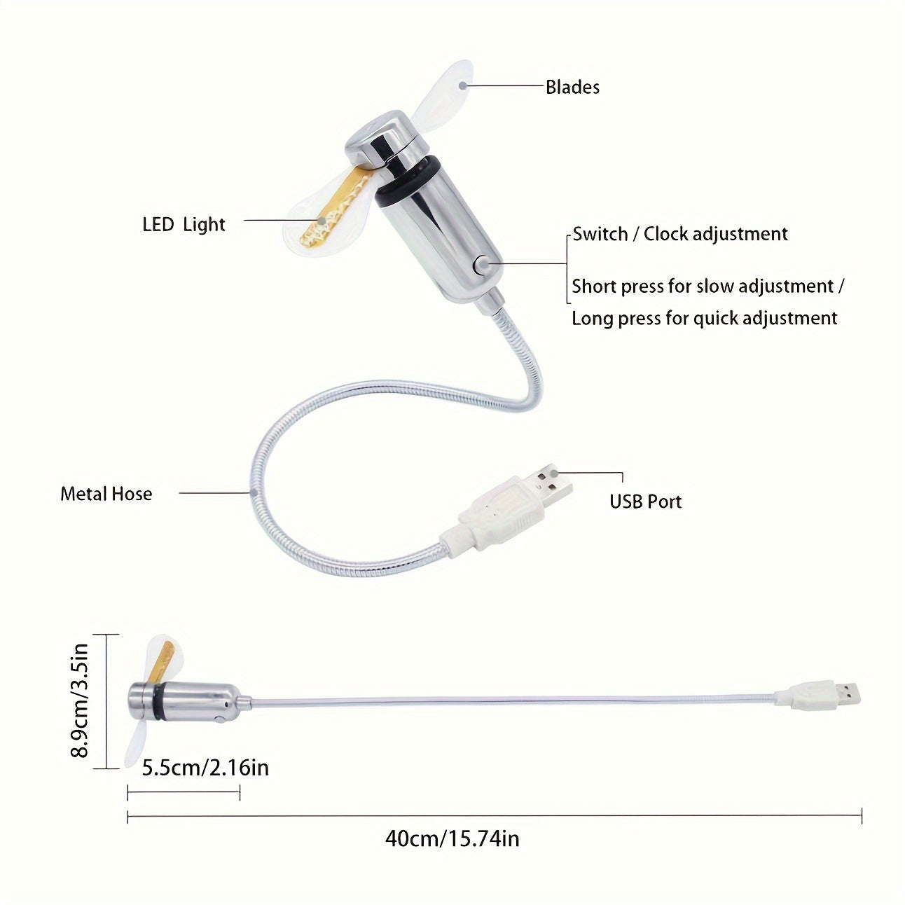 Prijenosni USB LED ventilator za sat s prikazom vremena