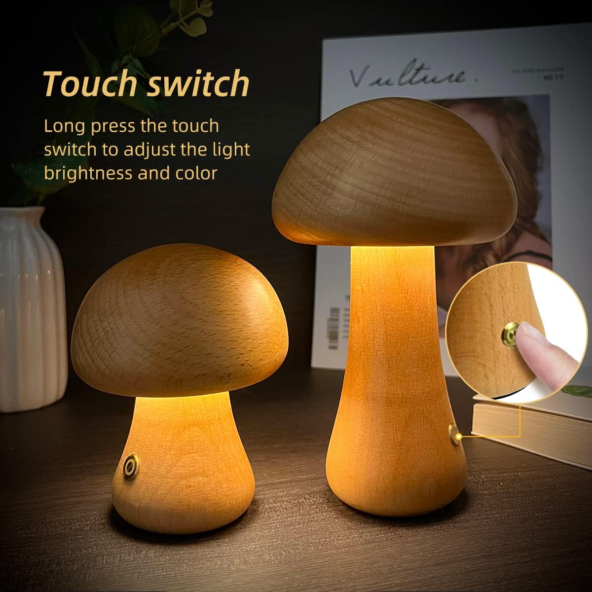 Pilzförmige LED-Tischleuchte mit Touch-Bedienung