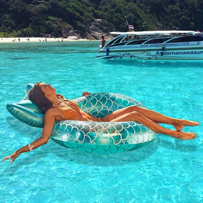 Napuhavajući bazenski plutajući jastuk Mermaid Scale – ergonomski dizajn s jastukom