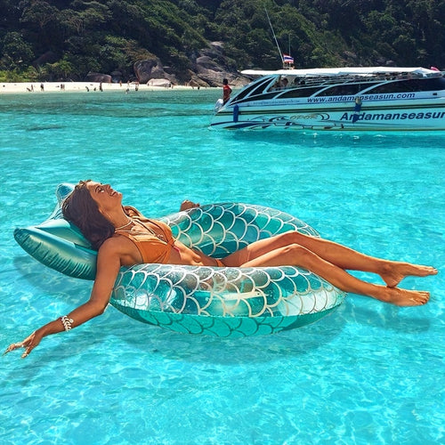 Napuhavajući bazenski plutajući jastuk Mermaid Scale – ergonomski dizajn s jastukom