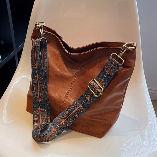 Bolso geométrico ancho: bandolera de gran capacidad con estilo retro