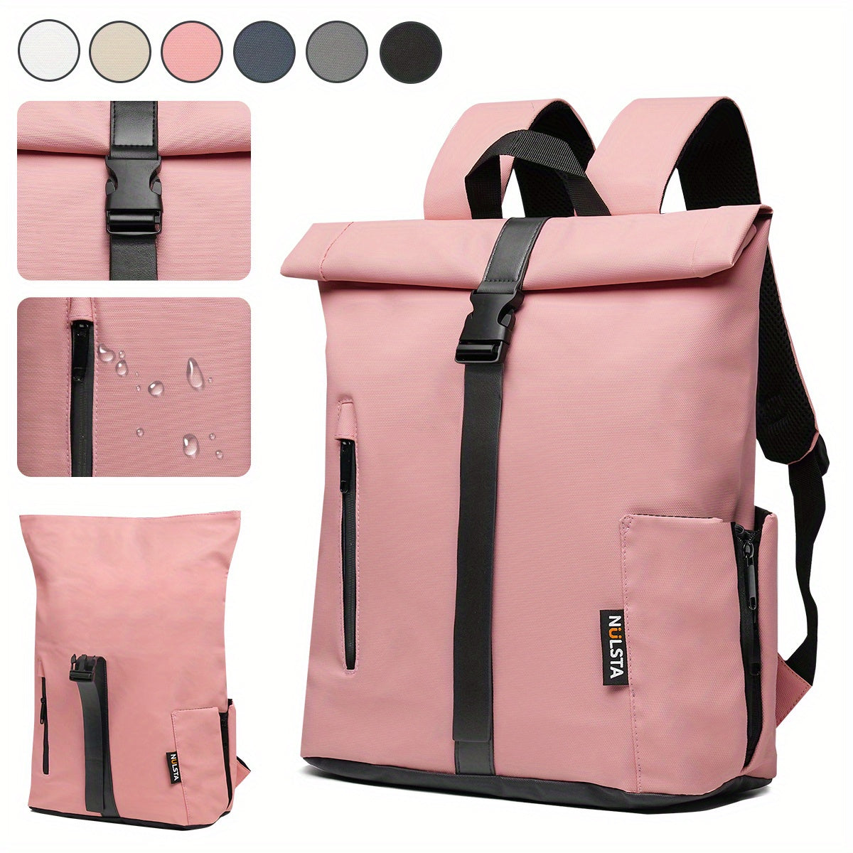 Mochila enrollable ligera con varios compartimentos