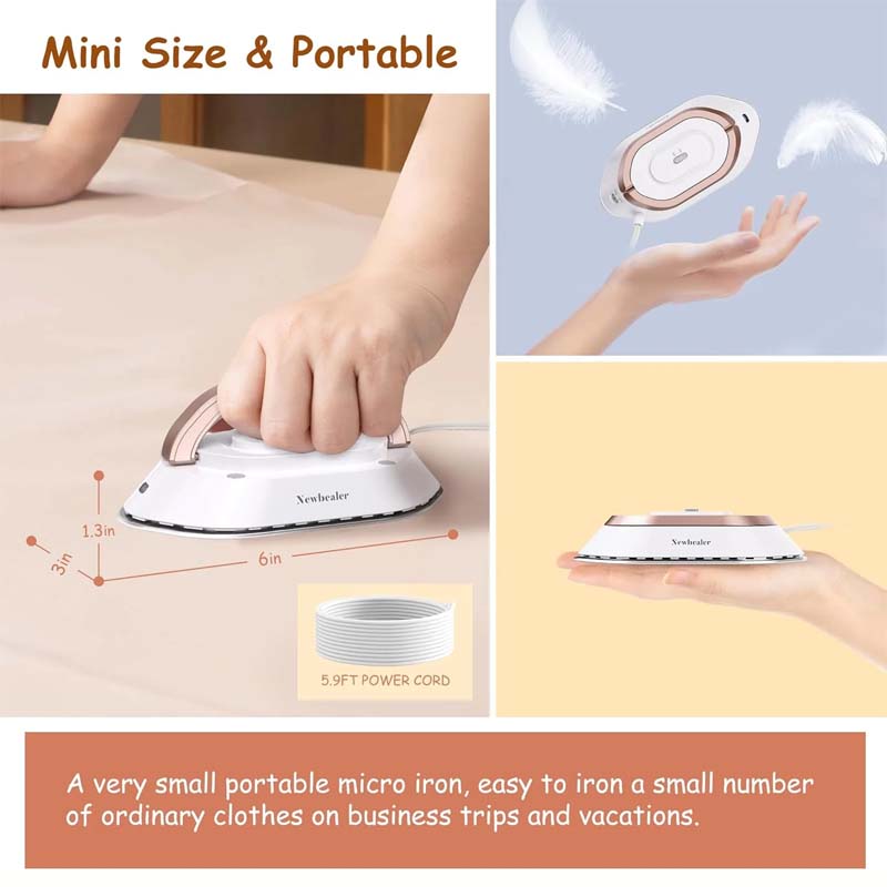 Ferro de viagem mini compacto com base cerâmica e voltagem dupla