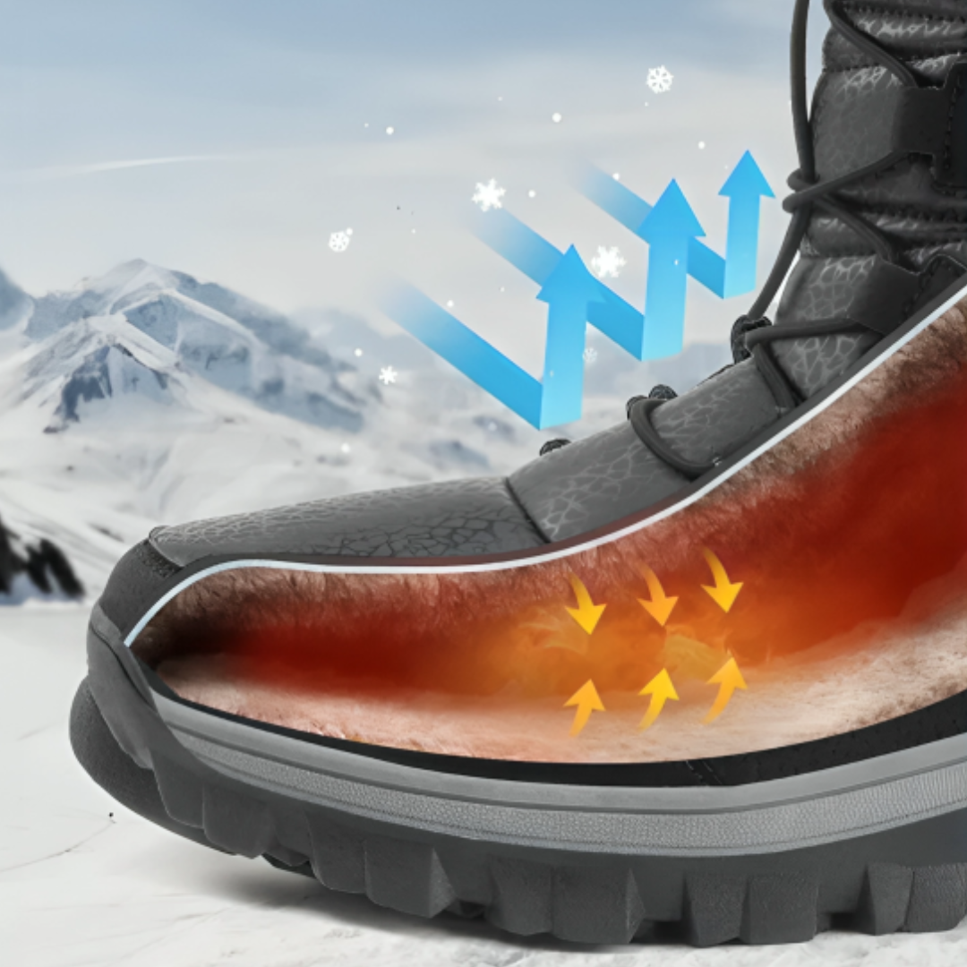 Botas de inverno forradas com sola de perfil antiderrapante e fecho prático