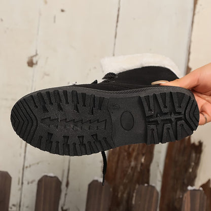 Botas de invierno forradas para mujer con cordones
