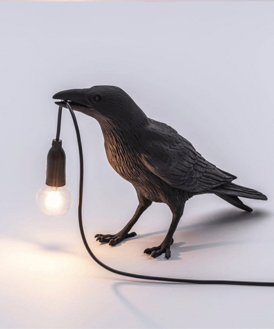 Lámpara decorativa de cuervo: lámpara de mesa única con diseño de pájaro