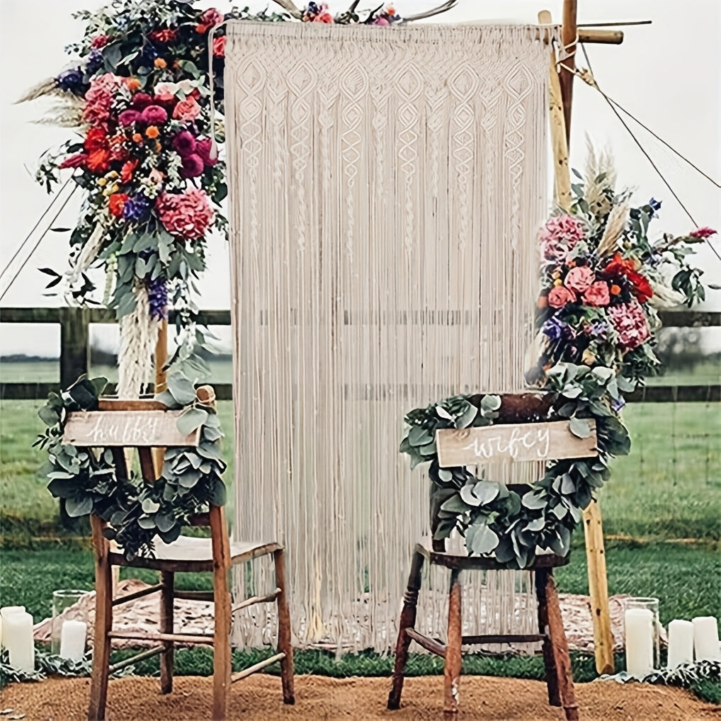 Cortina de macramé bohemia: decorativa y práctica como separador de ambientes