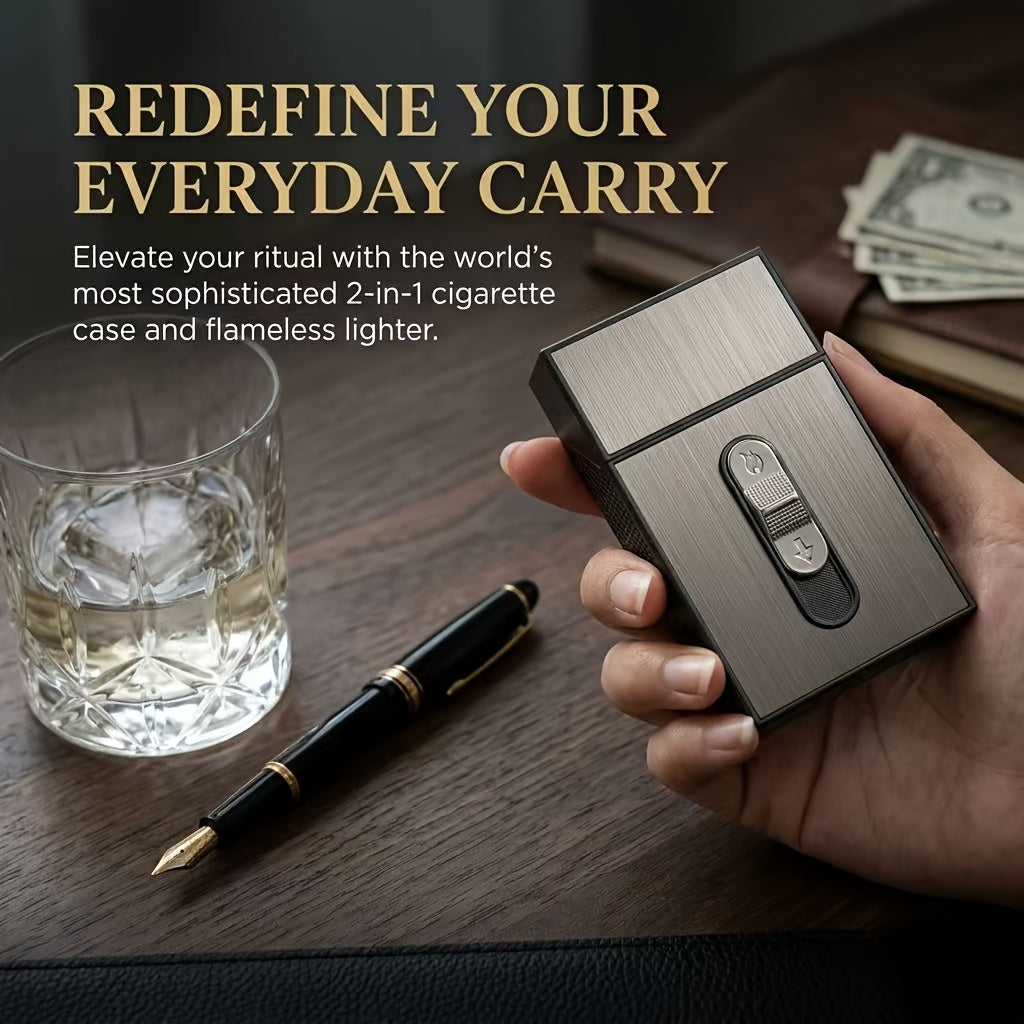 Estuche de cigarrillos 2 en 1 con encendedor USB integrado