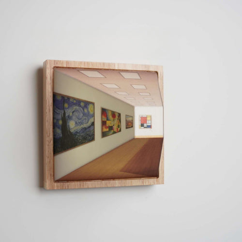 Luz de presença 3D com motivo de galeria de arte