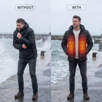 Chaqueta acolchada calefactable para hombre con capucha