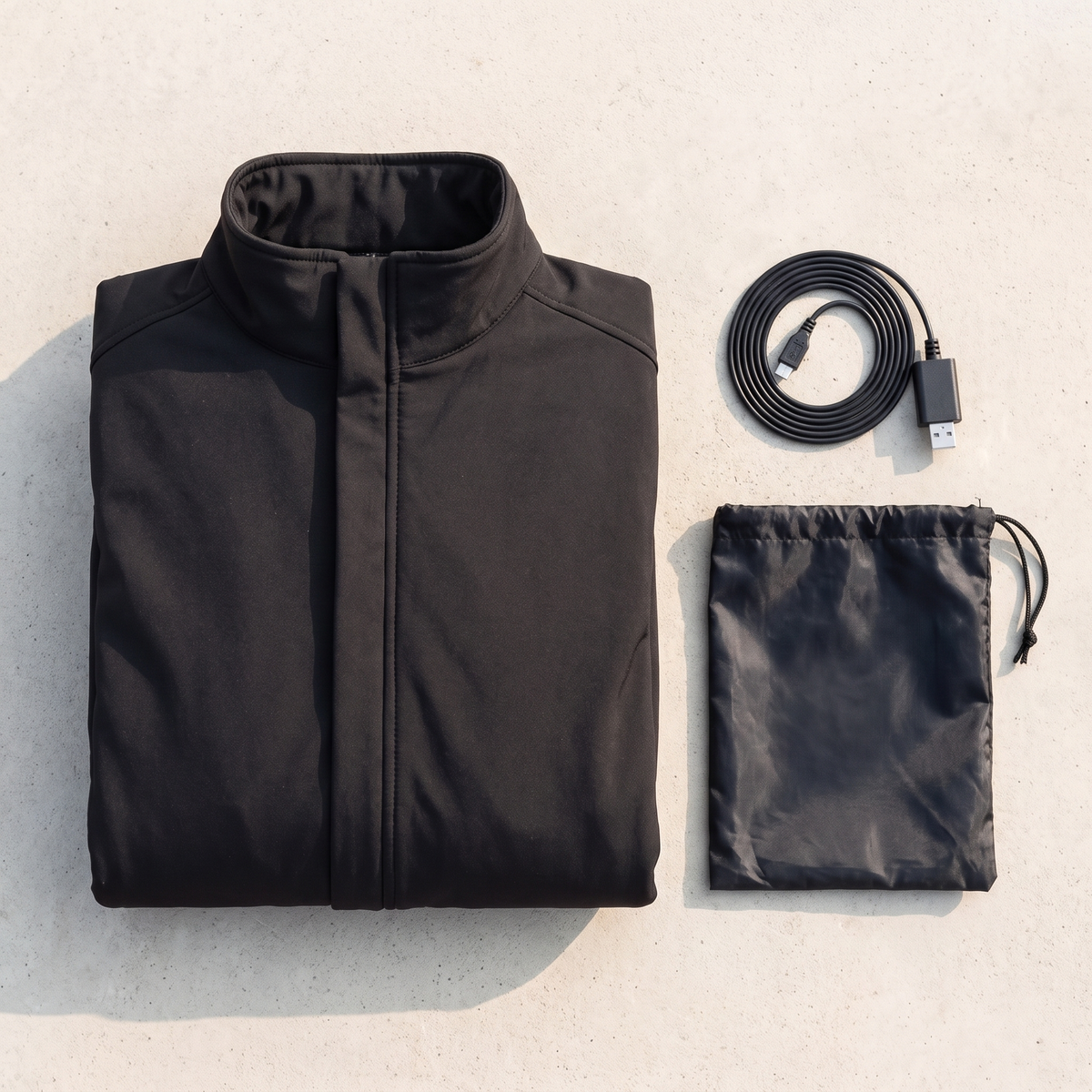 Chaqueta acolchada calefactable para hombre con capucha