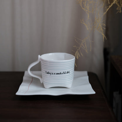 Conjunto de canecas de cerâmica com design de bloco de notas