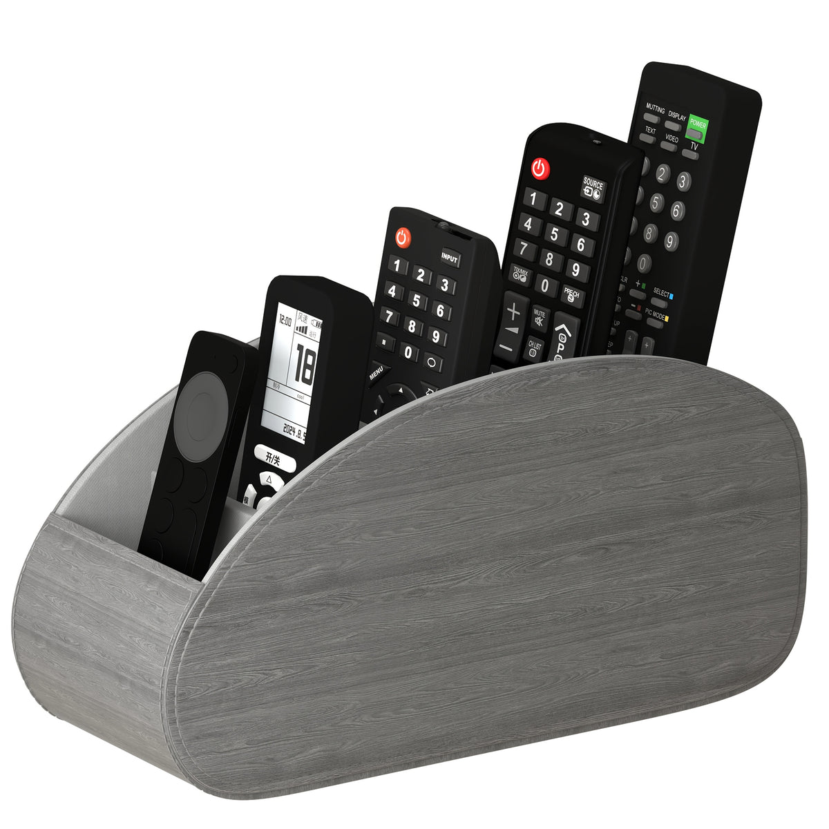 Soporte para mandos a distancia con 5 compartimentos