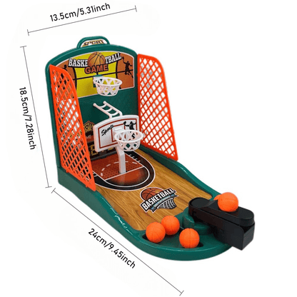 Jogo de basquetebol de mesa com lançamento com o dedo