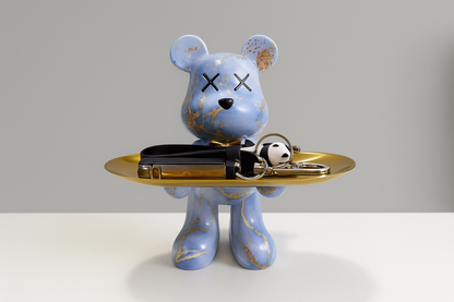 Figura decorativa de oso con bandeja para joyas y objetos pequeños
