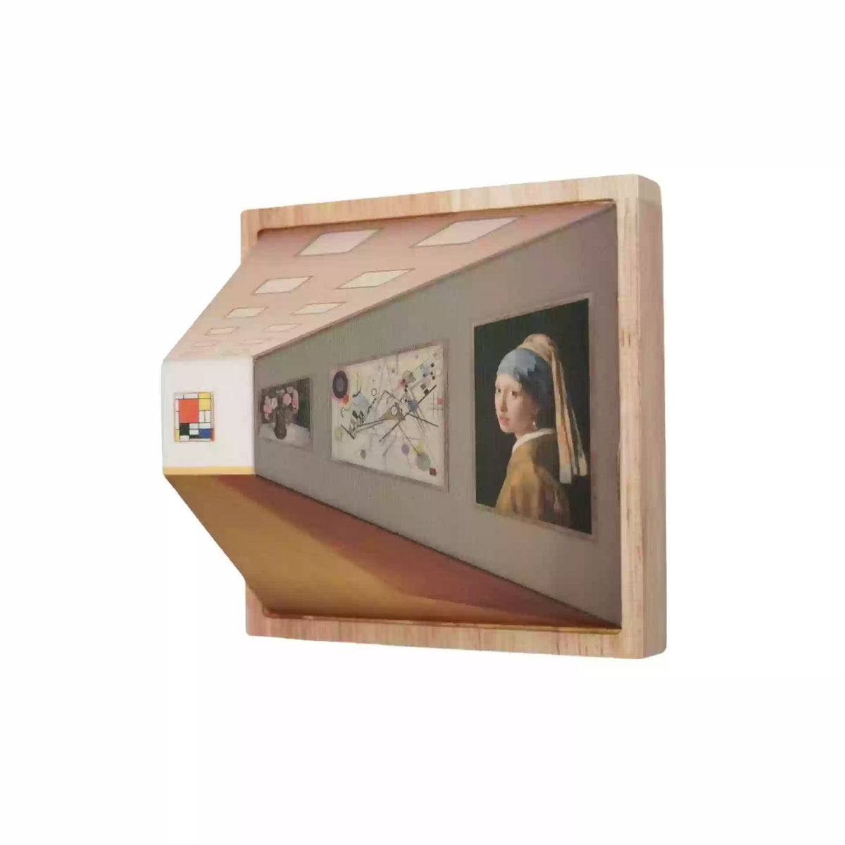 Luz de presença 3D com motivo de galeria de arte