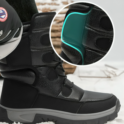 Botas de inverno forradas com sola de perfil antiderrapante e fecho prático