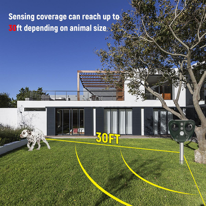 Repelente solar ultrasónico para pájaros: inalámbrico y resistente a la intemperie para uso en exteriores.