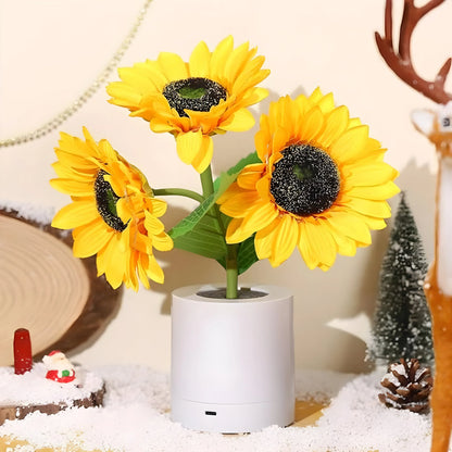 Lámpara de mesa LED con diseño de girasol