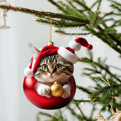 Enfeite de Natal em forma de gato – Decoração gira e festiva para a árvore de Natal